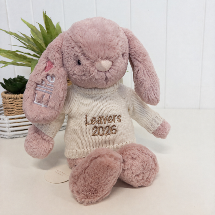 Personalised Graduation Bunny & Jumper - Powder Pink