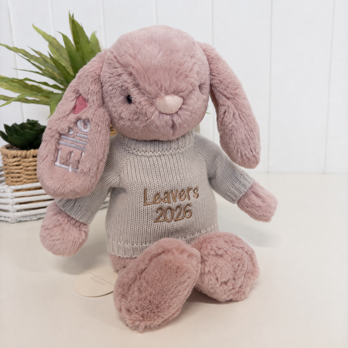 Personalised Graduation Bunny & Jumper - Powder Pink