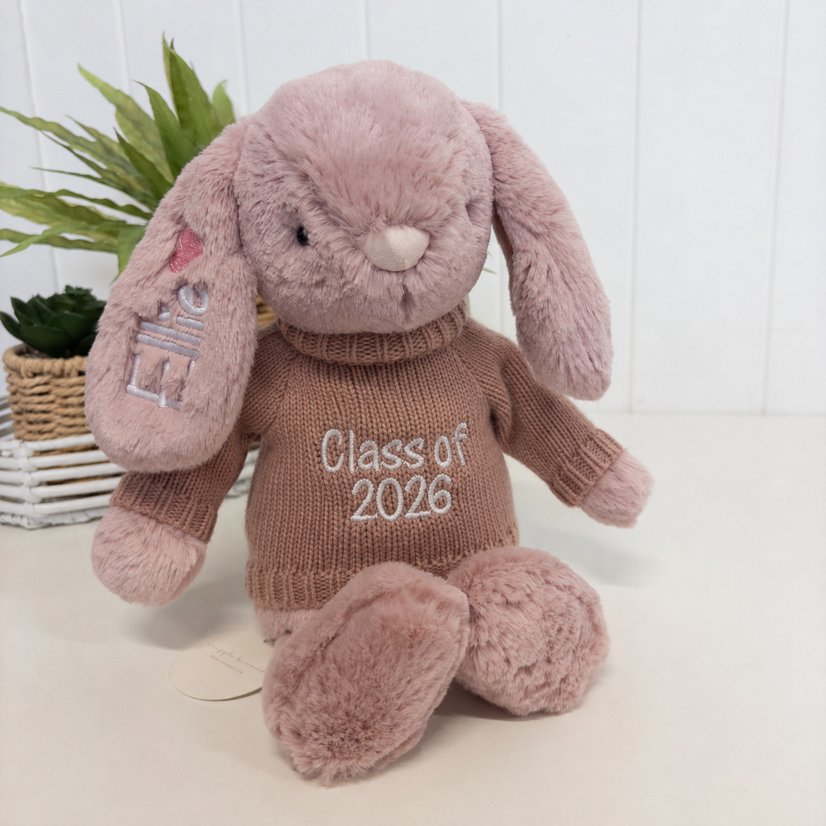 Personalised Graduation Bunny & Jumper - Powder Pink