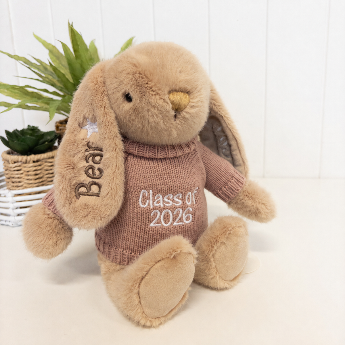 Personalised Graduation Bunny & Jumper - Caramel