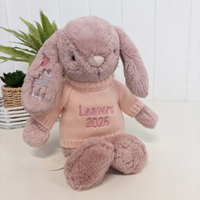 Personalised Graduation Bunny & Jumper - Powder Pink