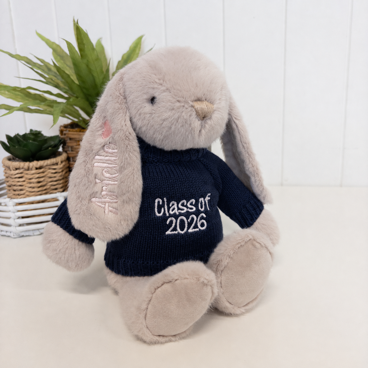 Personalised Graduation Bunny & Jumper - Beige OS