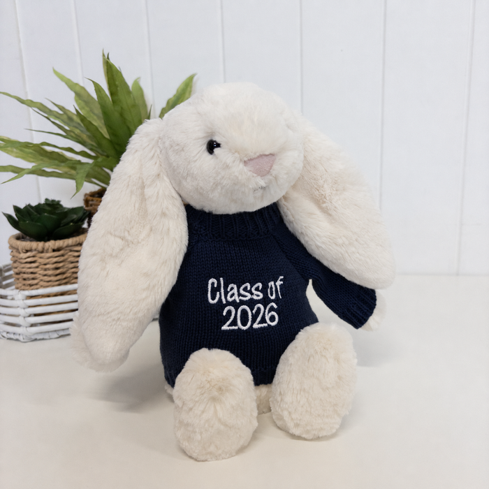 Personalised Graduation Bunny & Jumper - Cream Jellycat
