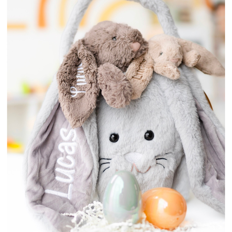 Personalised Easter Bunny Basket - Grey