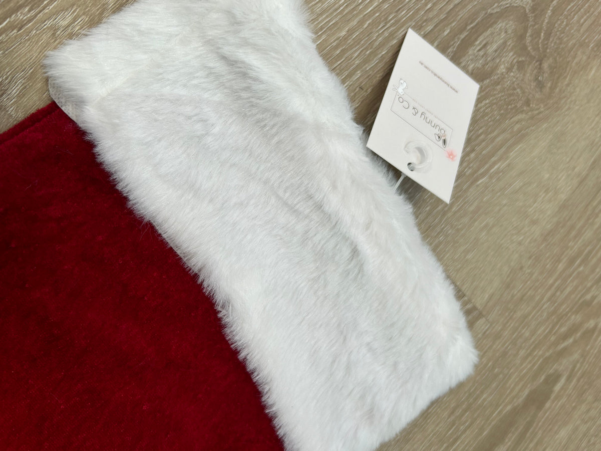 Personalised Christmas Santa Stocking - Red with Fur Trim