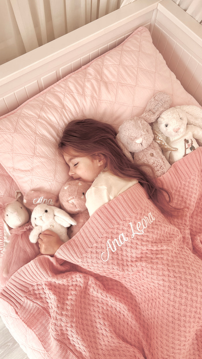 SAME-DAY Snuggle Hunny Personalised Knit Blanket | Rosa