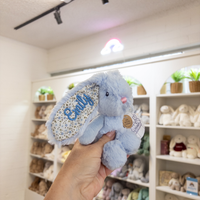 Rainbow bunny wall and hand holding Korimco Tiny Blossom Personalised bunny teddy Australia - Blue | bunny & Co