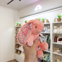 Rainbow bunny wall and hand holding Korimco Tiny Blossom Personalised bunny teddy Australia - Peach | bunny & Co