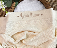 Personalised Diamond Knit Baby Blanket - Milk