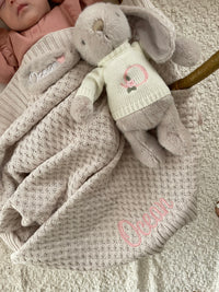 Personalised Snuggle Bunny & Blanket Gift Hamper - Beige