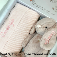 Personalised Blush Snuggle Bunny & Light Pink Blanket