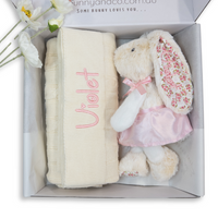 Personalised Newborn Gift Set - Small Ballerina Frankie Bunny & Cream Blanket