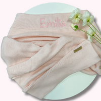 Personalised 100% Cotton Knit Baby Blanket - Light Pink