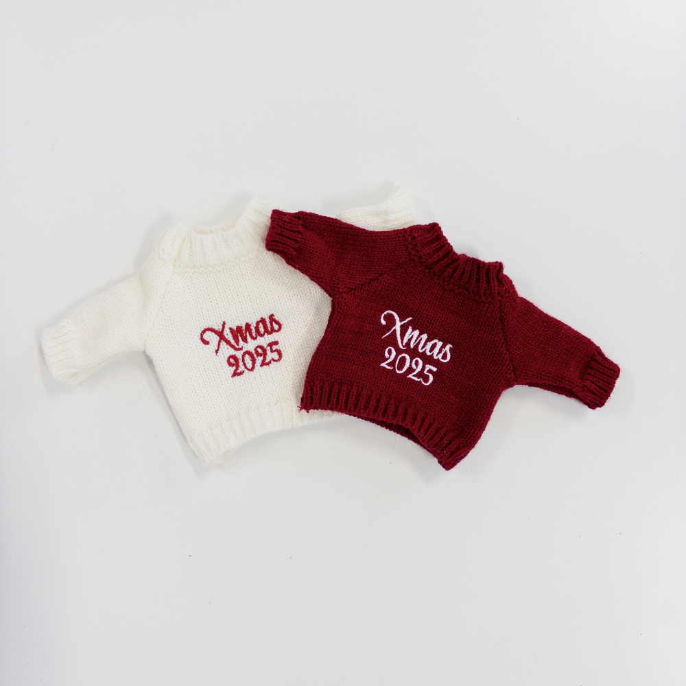 Personalised Christmas Bunny Jumpers - Red & Cream (MEDIUM)
