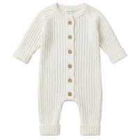 Little B's Knitted Cotton Rib Romper - Milk