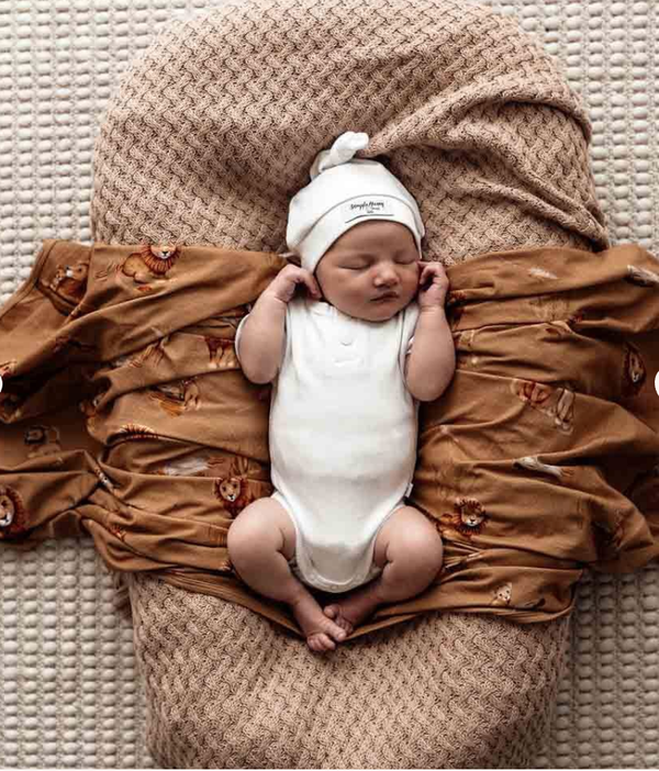 Snuggle Hunny Ribbed Organic Knotted Beanie | Milk