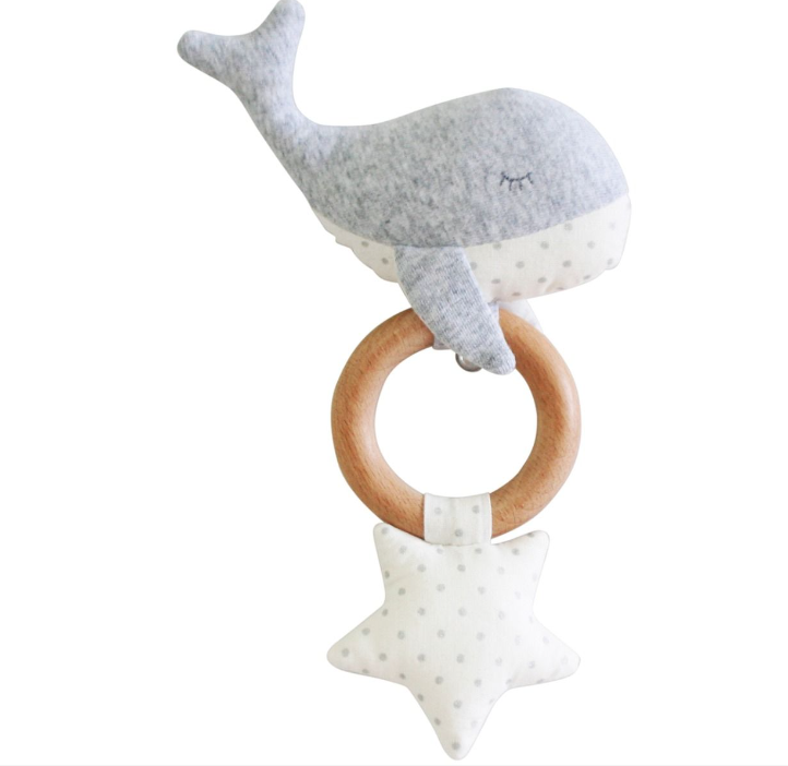 Alimrose | Whale Teether Rattle Squeaker Grey