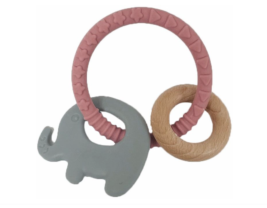 ES Kids | Silcone Elephant Ring Teether - Pink