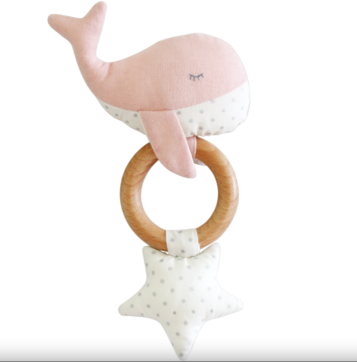 Alimrose | Whale Teether Rattle Squeaker Pink