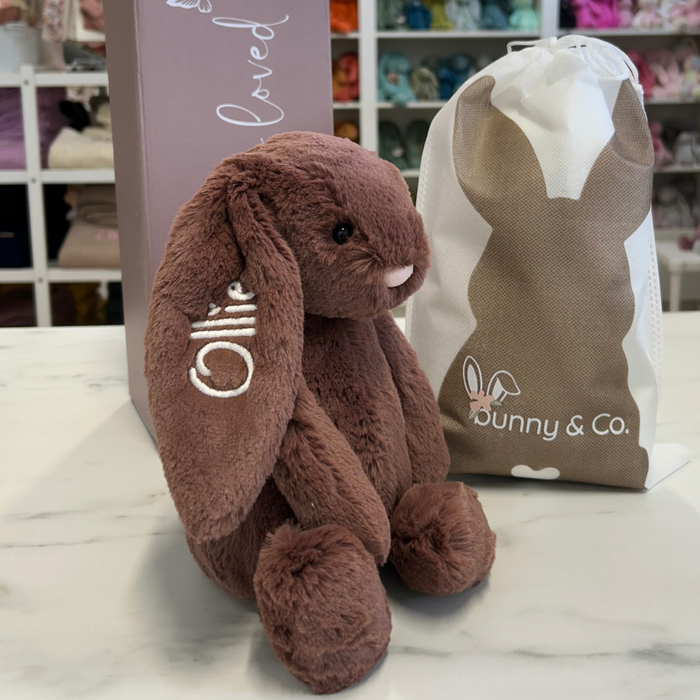 Personalised Fudge brown Jellycat Bunny Australia