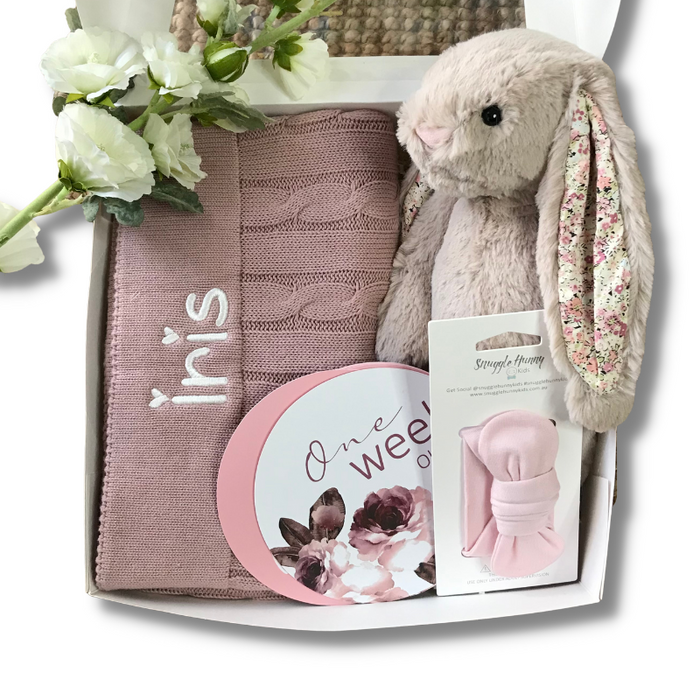 Personalised Birth Announcement Hamper - Bea Beige Blossom Jellycat Bunny