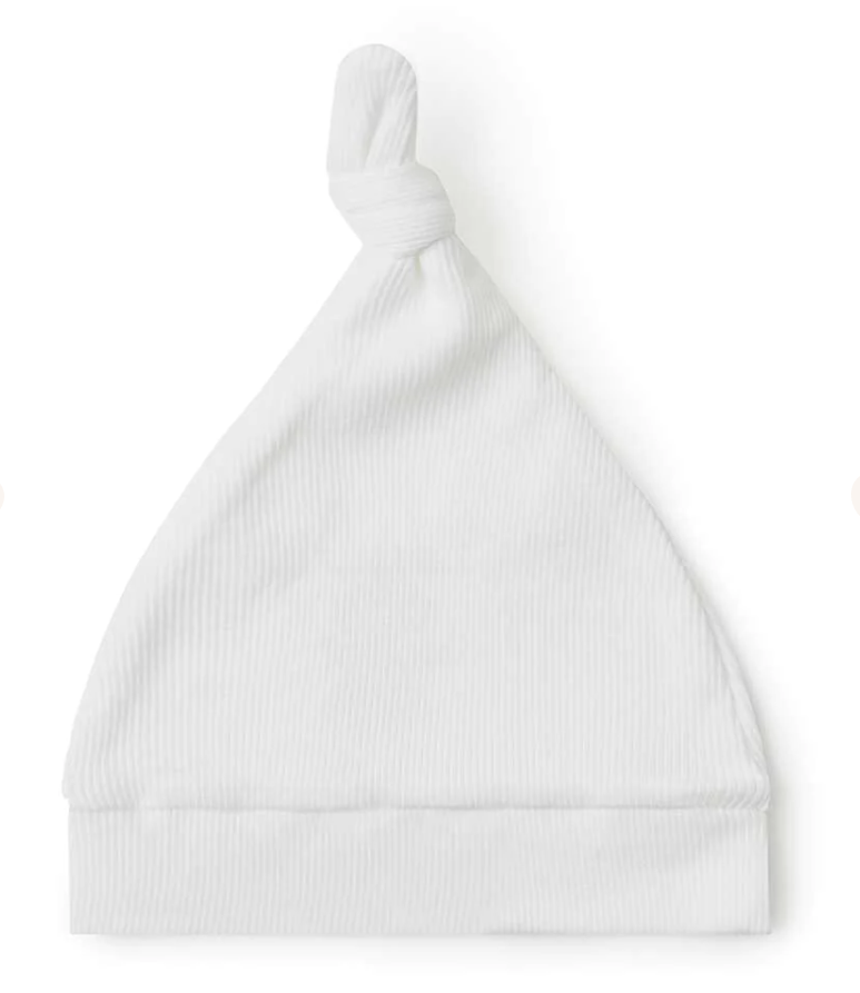 Snuggle Hunny Ribbed Organic Knotted Beanie | Milk
