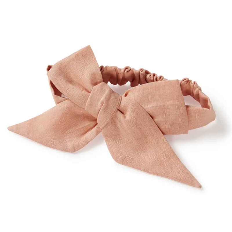 Snuggle Hunny Pre-tied Linen Bow | Rust
