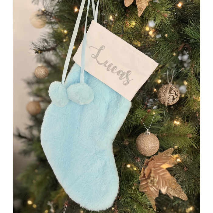 Personalised Christmas Santa Stocking - Blue