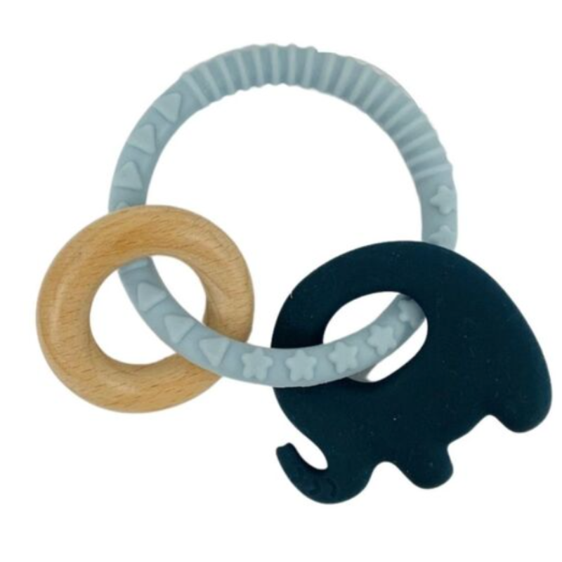 ES Kids | Silcone Elephant Ring Teether - Dark Blue