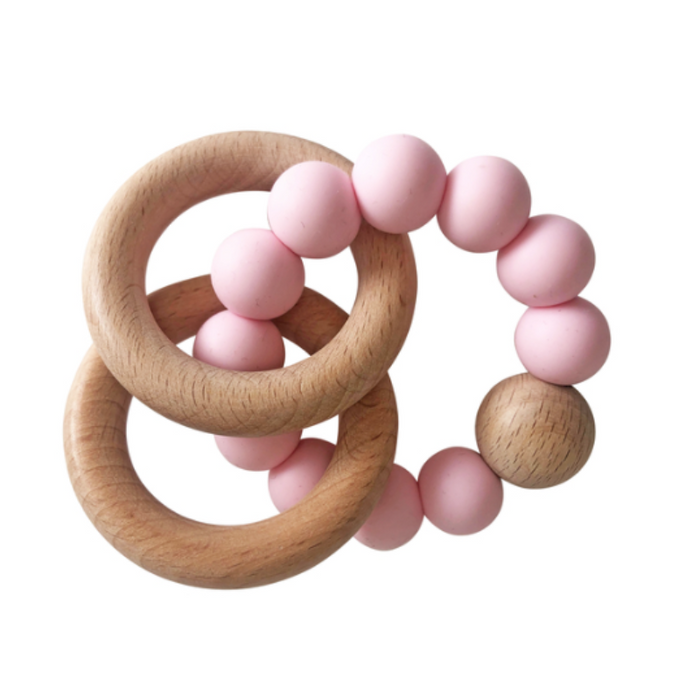 Alimrose | Beechwood Teether Ring Set - Rosewater