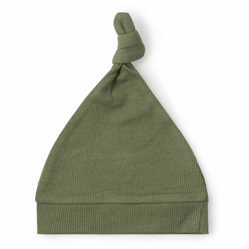 Snuggle Hunny Ribbed Organic Knotted Beanie | Olive