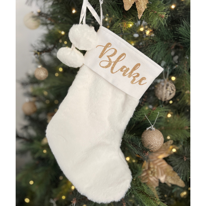 Personalised Christmas Santa Stocking - White