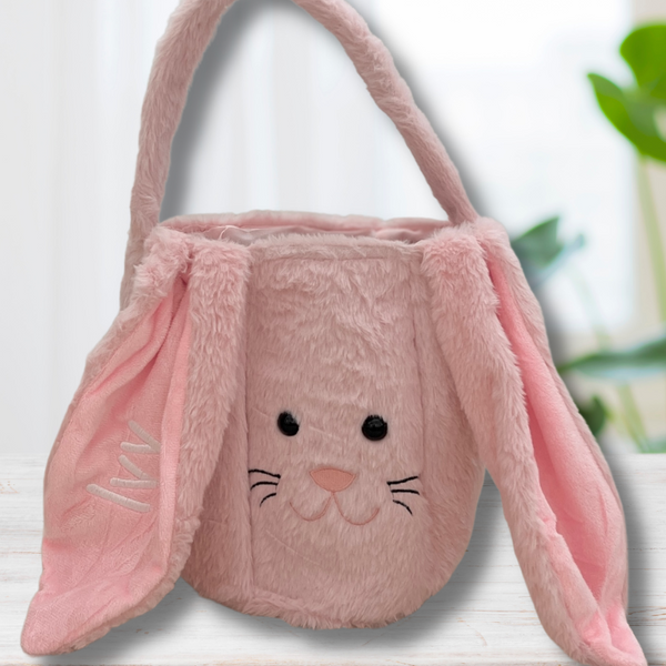 Personalised Easter Bunny Basket Australia NZ Pink  bunny ear