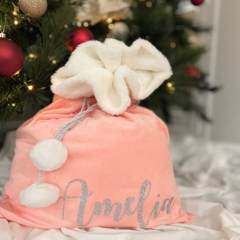 Personalised Christmas Santa Sack - Pink