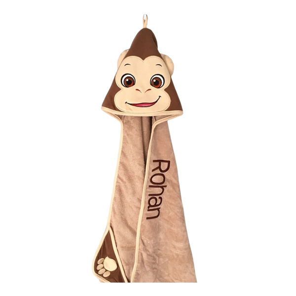 Personalised Monkey Hooded Towel