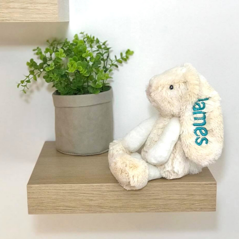 Personalised bunny, small cream korimco bunny with name on ear