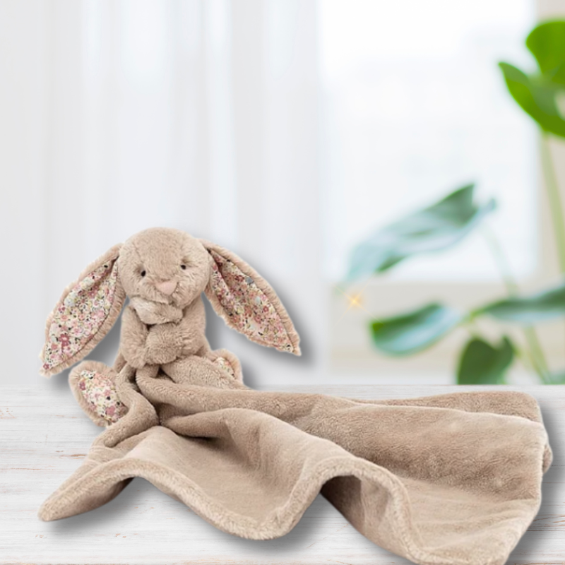 Personalised Jellycat Bunny Soother - Bea Beige Blossom