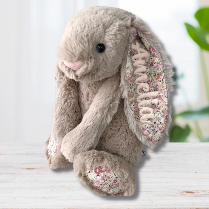 Personalised Jellycat Bashful Bunny Medium Bea Beige Blossom Bunny Co