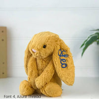 Personalised Jellycat Bunny Australia Saffron Yellow with name on ear Rabbit