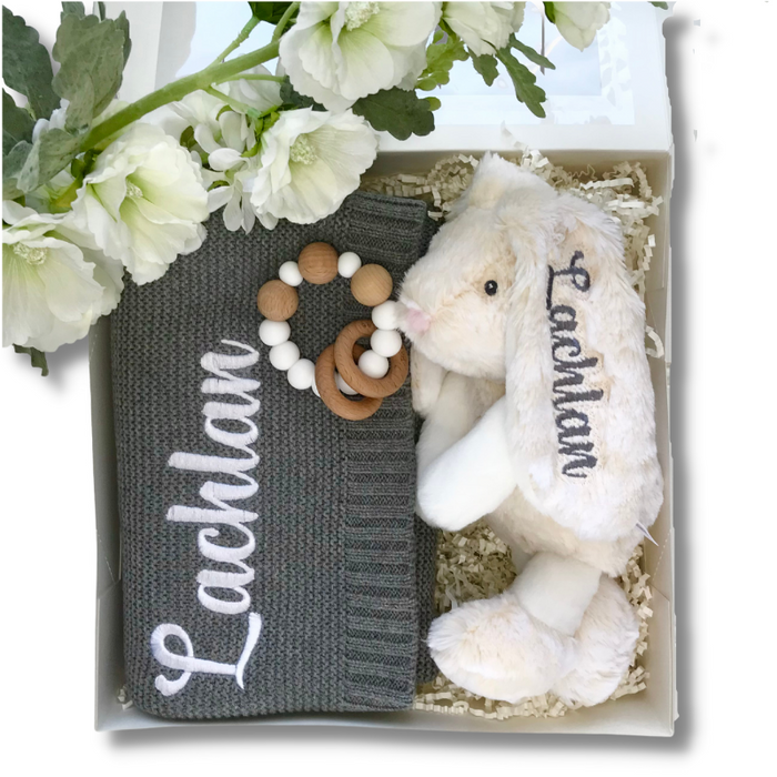 Personalised Bunny and Blanket Gift Hamper Australia