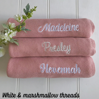 Personalised 100% Cotton Knit Baby Blanket - Dusty Pink