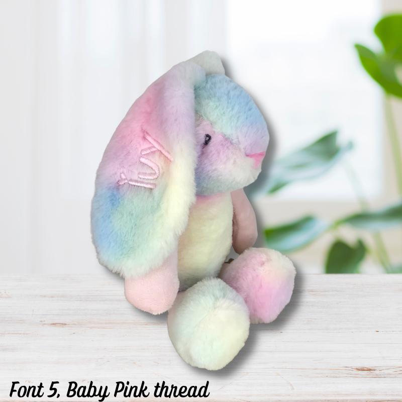Personalised Rainbow Frankie Bunny Name on Ear