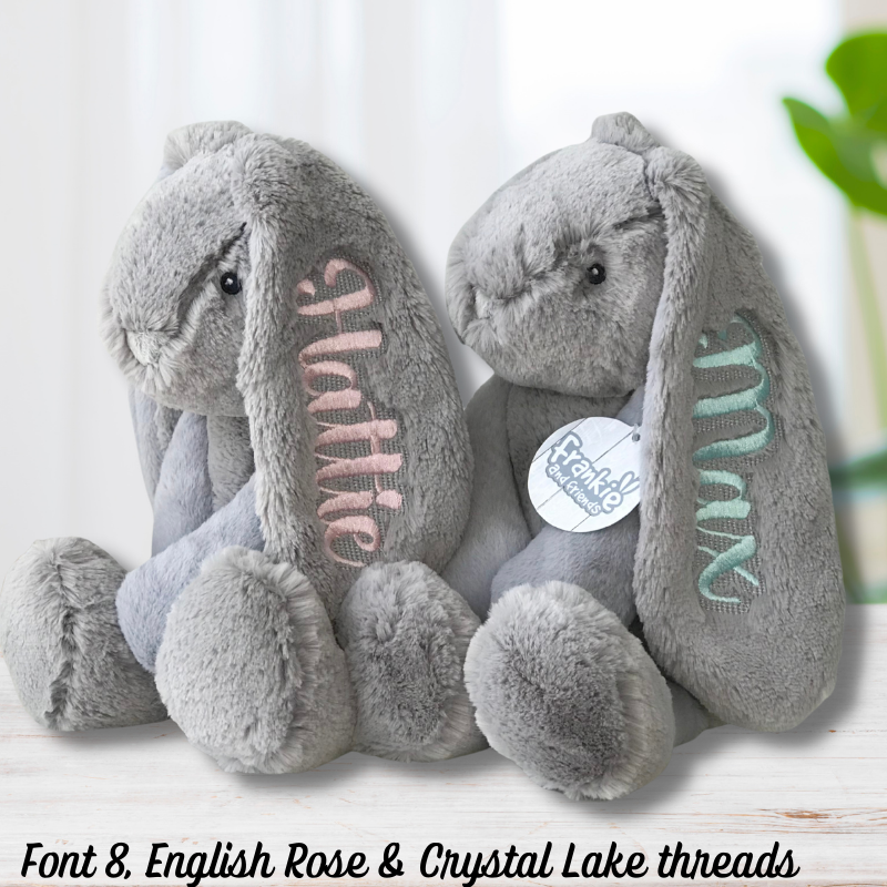 Personalised Large Frankie Bunny - Grey 39cm
