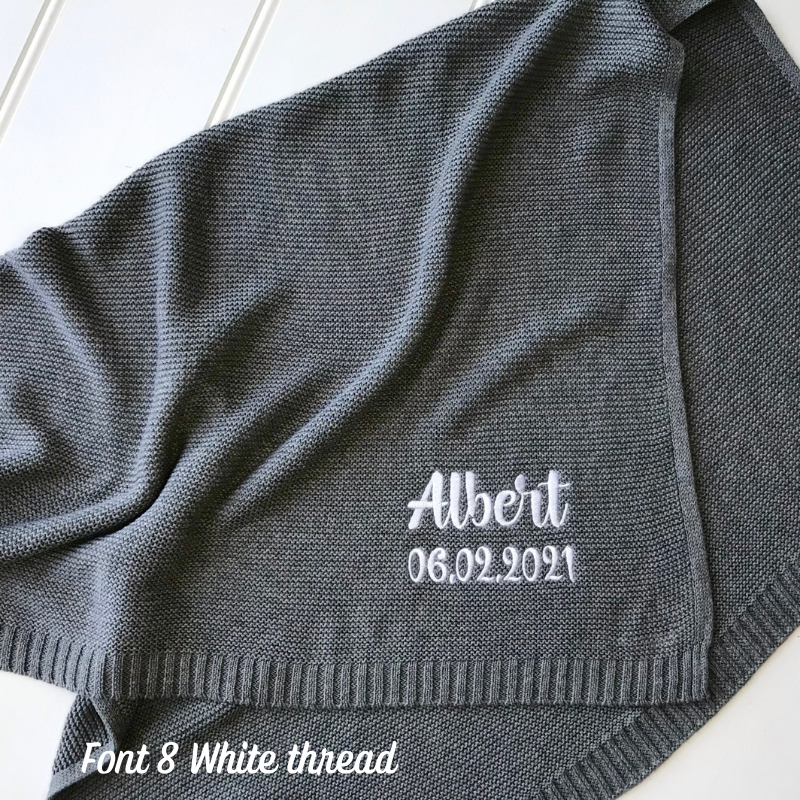 Personalised Grey Cotton Knit Blanket Australia