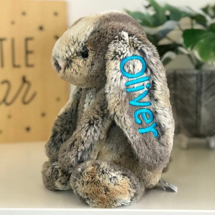 Personalised Cottontail Brown Jellycat Easter Bunny Australia NZ Name Embroidered on Ear