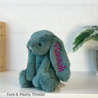 Personalised Jellycat Bunny Australia Forest Green Purple Name
