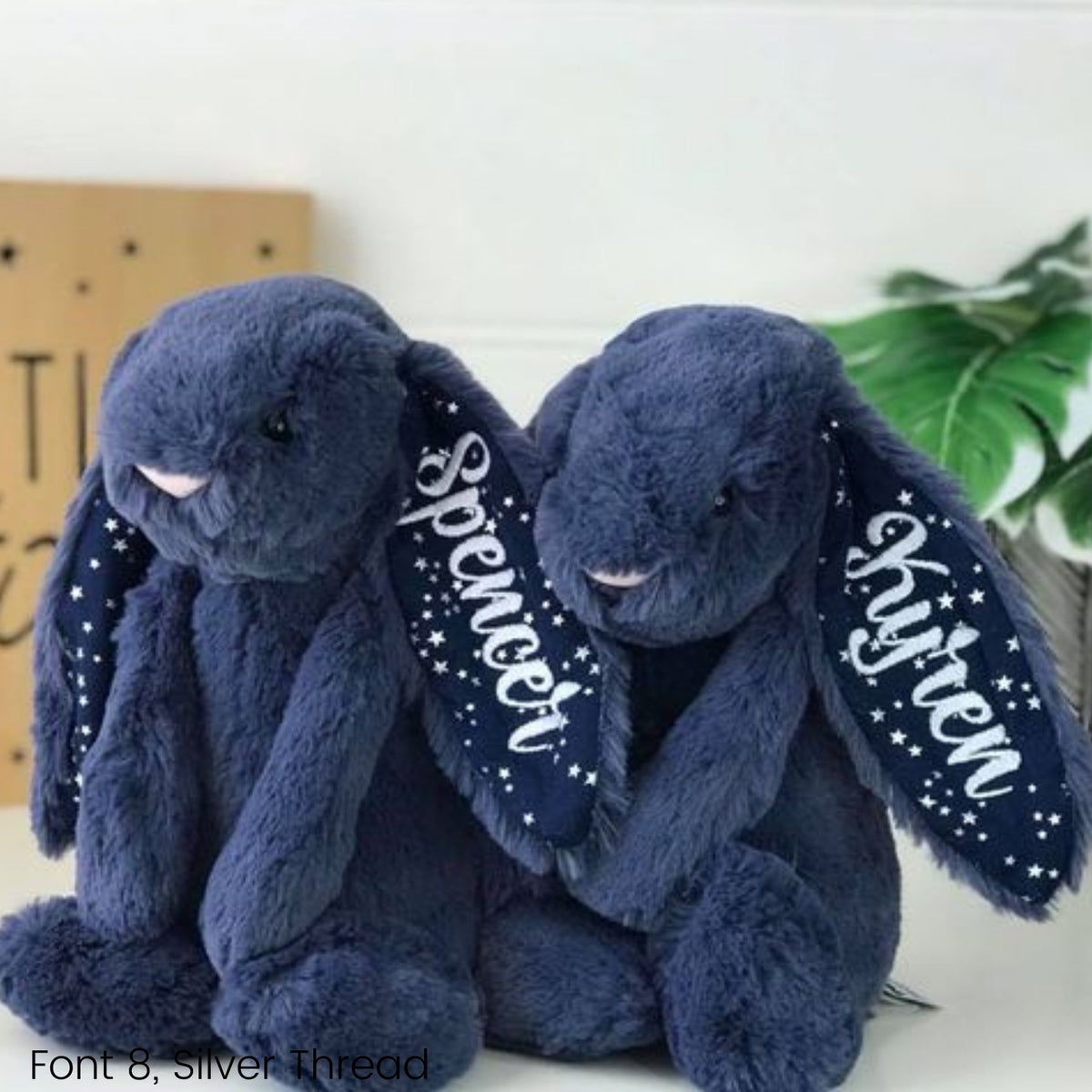 Personalised Jellycat Bunny Australia NZ Perth Stardust Navy Blue Name on Ear