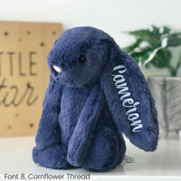 Personalised Jellycat Bunny Australia NZ Perth Navy Blue Name on Ear