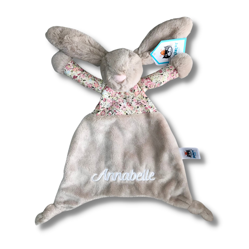 Personalised Jellycat Bunny Comforter - Bea Beige Blossom
