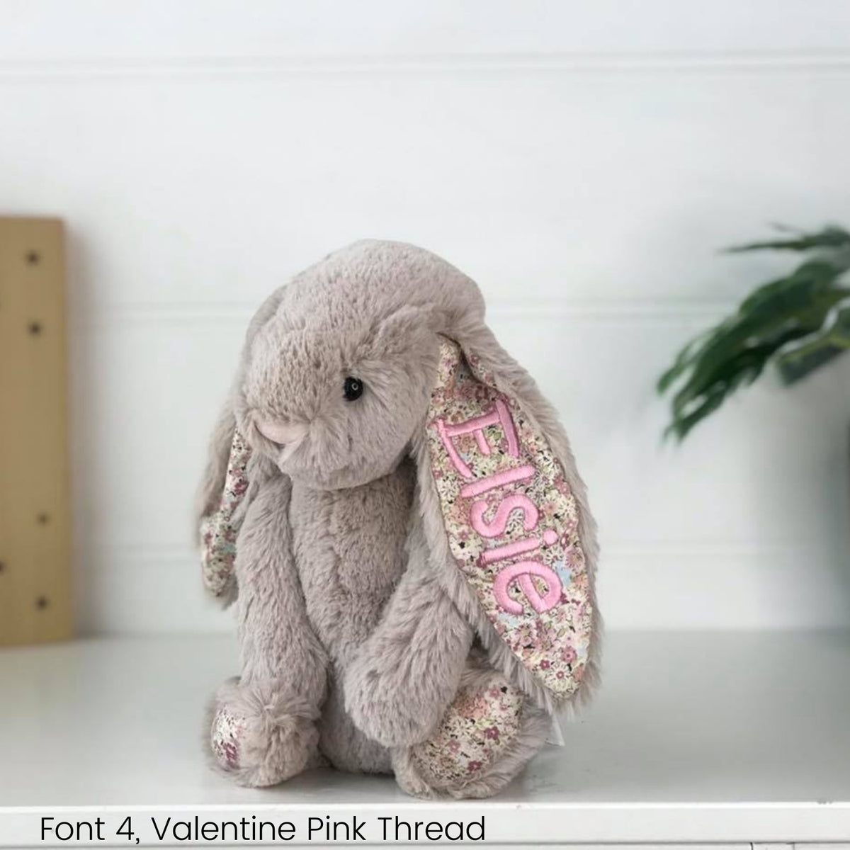 Personalised Jellycat Bunny Australia Bea Beige Blossom Pink Name on Ear